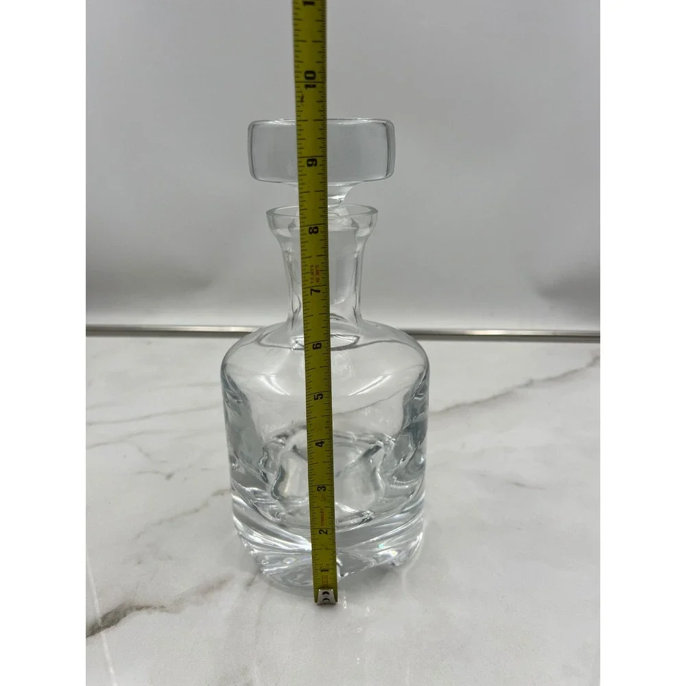 Vintage Polish KROSNO Decanter Hand Blown w/Lid Glass Barware 1980's 9.5